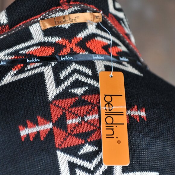 Belldini Women's Autumn Leaves Knitted Southwestern Cardigan /wHoodie  Size XL - Picture 7 of 8